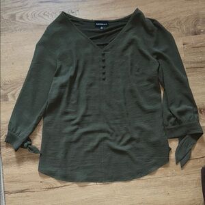 Olive Green Button-Up Top